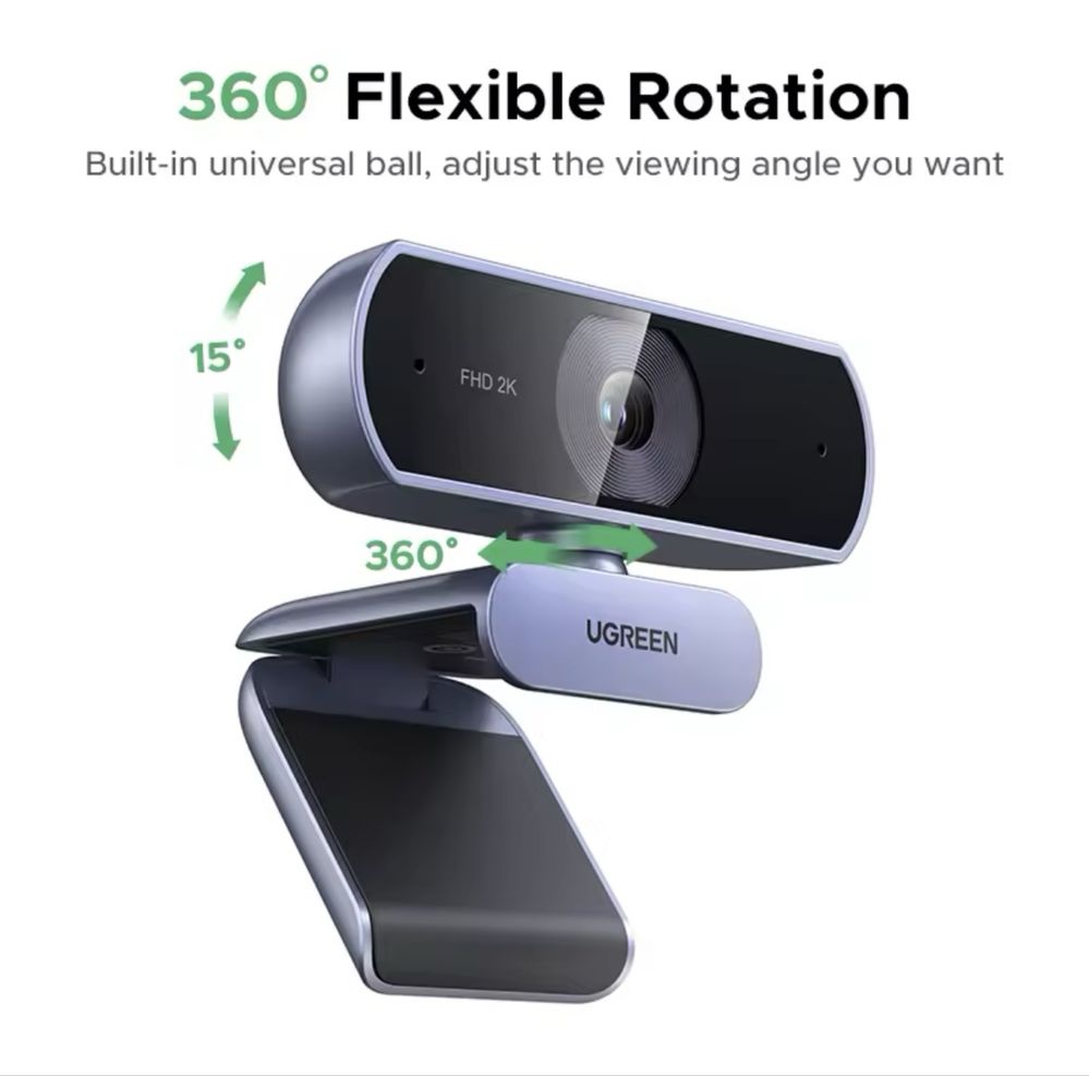 Веб камера Ugreen 2k з мікрфоном full hd usb