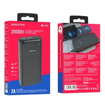Borofone Power Bank 20000mAh BJ16A Cube - 2xUSB - czarny