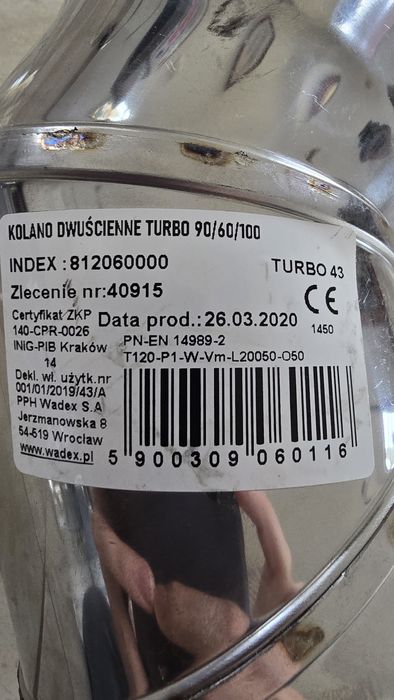Kolano 90° TURBO 60/100