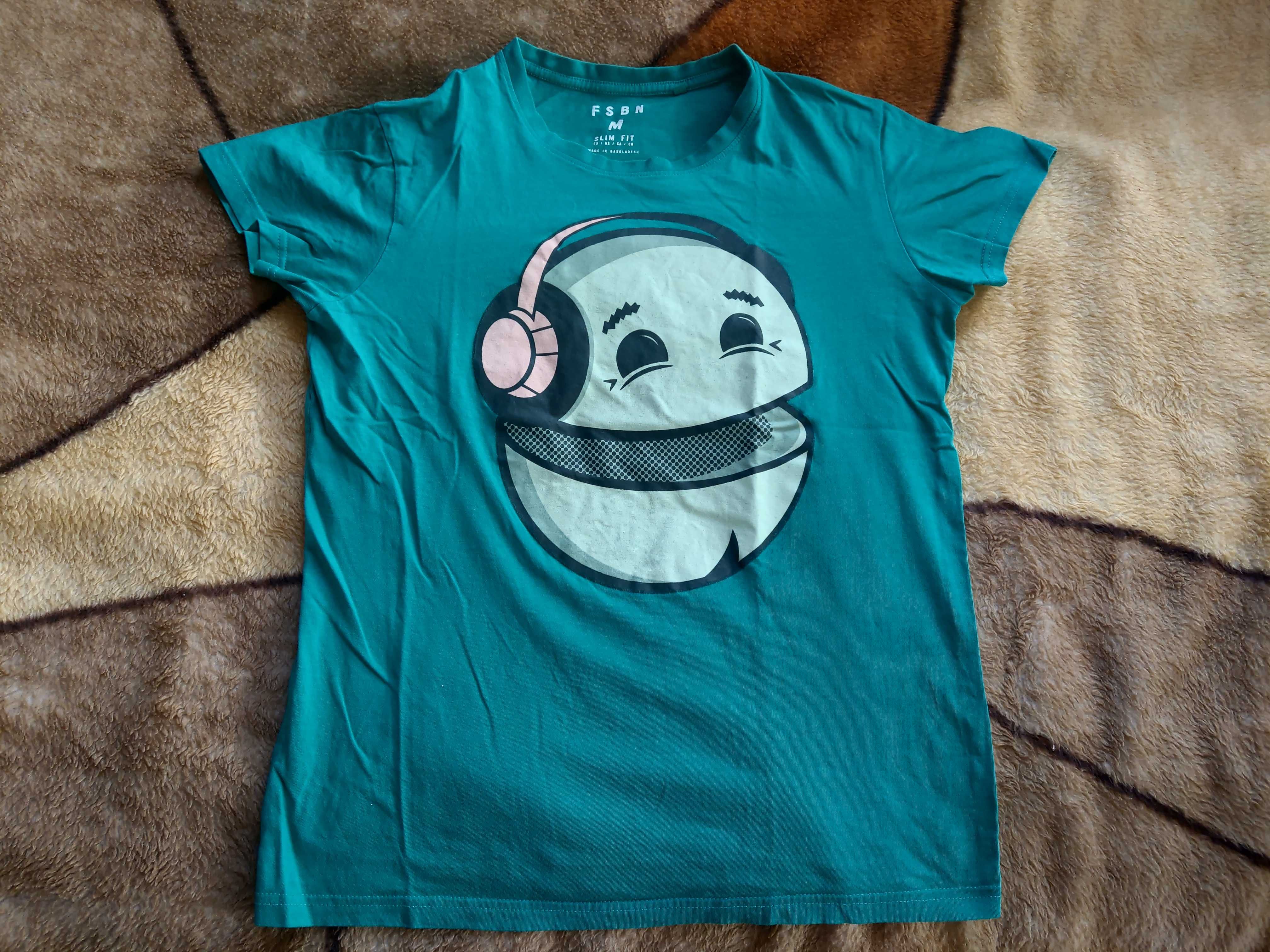 Zielony T-shirt z emotkiem smile - M -