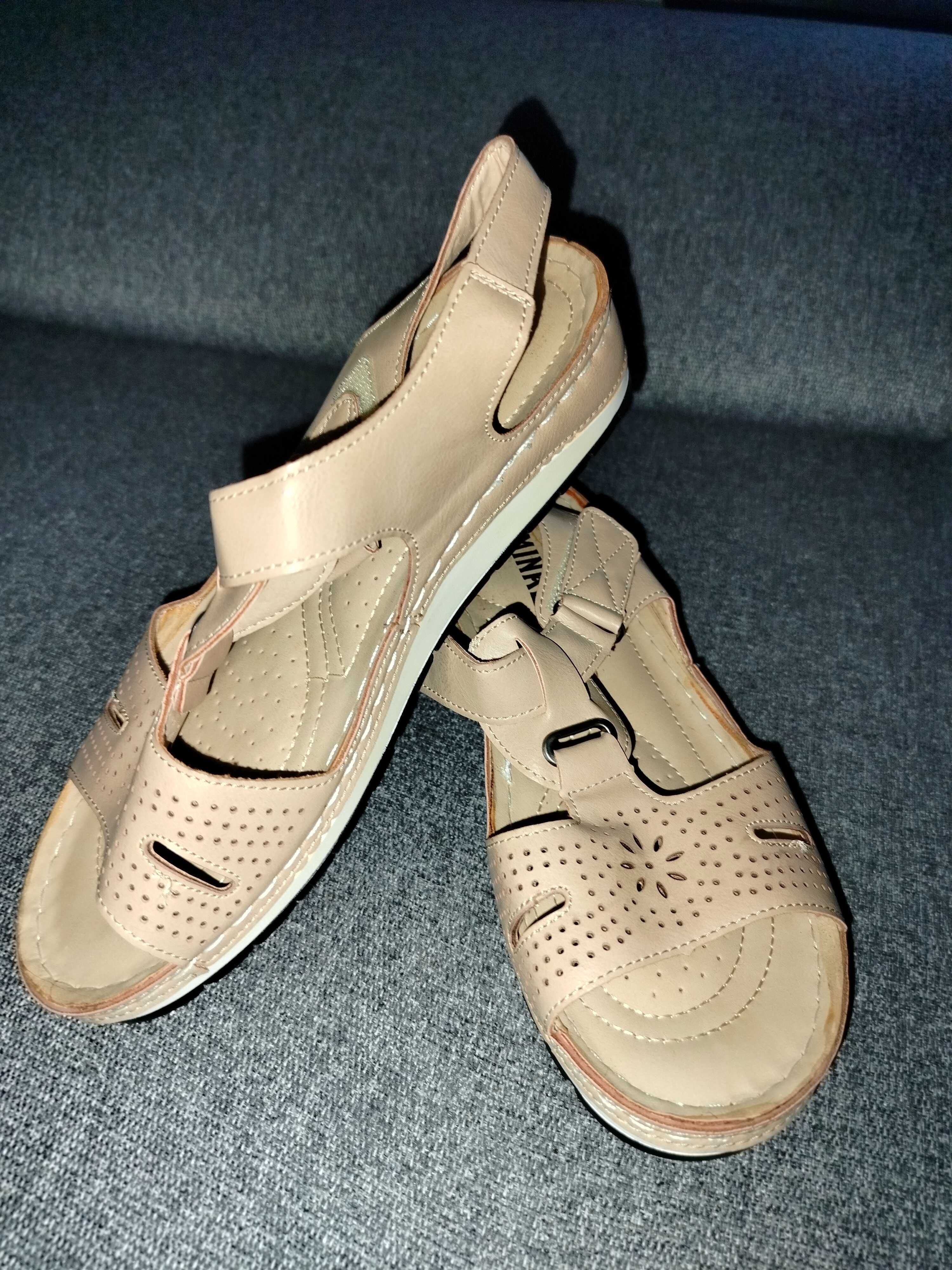 Buty sandały damskie Minke beżowe 40