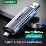 Кардрiдер 2в1 UGREEN CM185 USB-C/USB-A Card Reader (50706) SD/TF card
