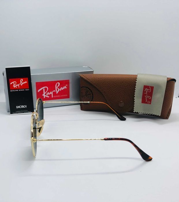 Солнцезащитные круглые очки Ray Ban Round Metal 3447 Gold 50мм стекло