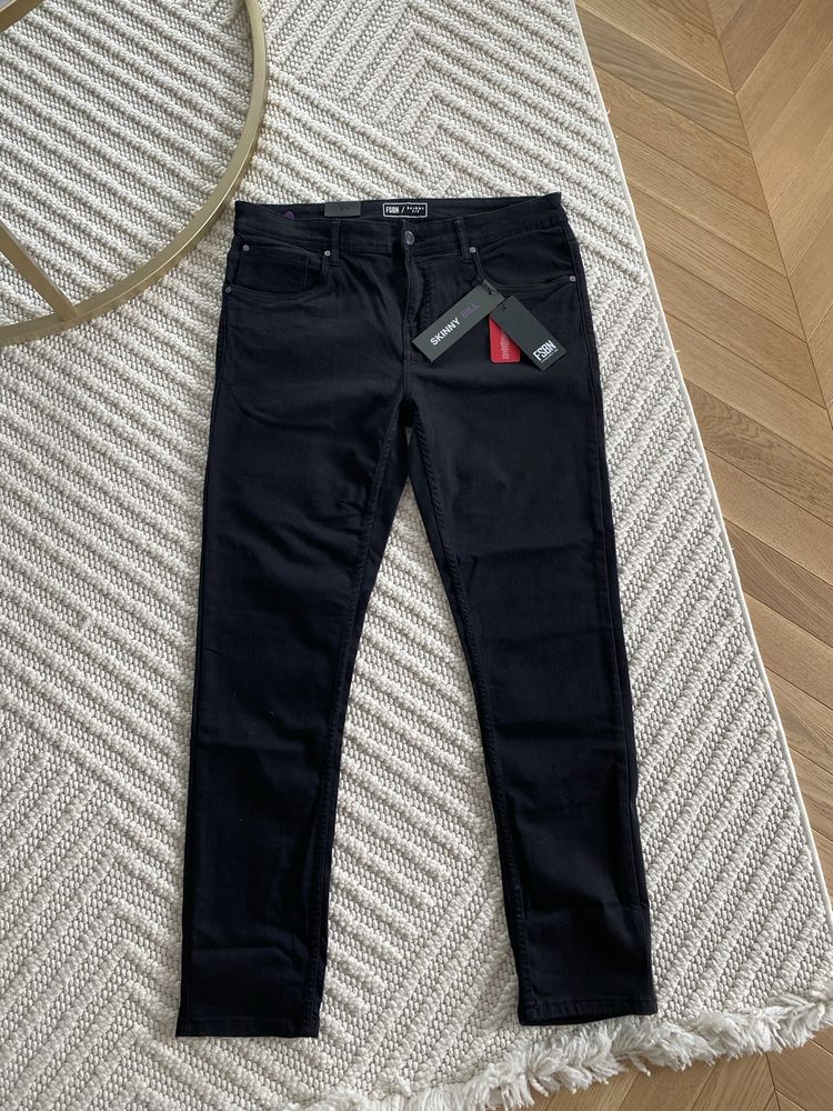 Czarne jeansy skinny męskie FSBN dżinsy spodnie rozciągliwe