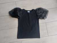 Zara czarna  bluzka z pufkami dla dziewczynki r. 128-134 cm