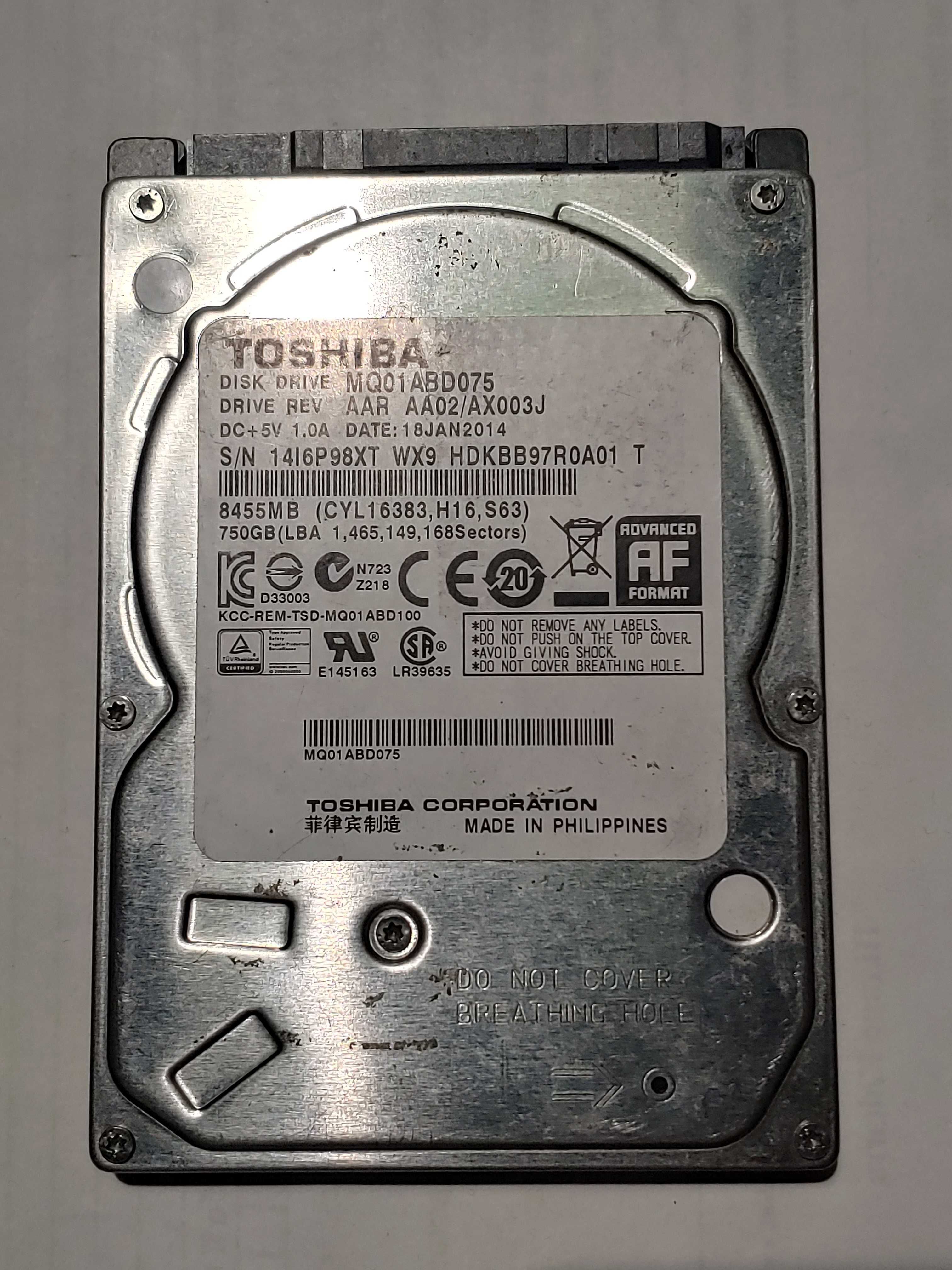 Жесткий диск в ноутбук 2.5' Toshiba MQ01ABD075 SATA II 750Гб