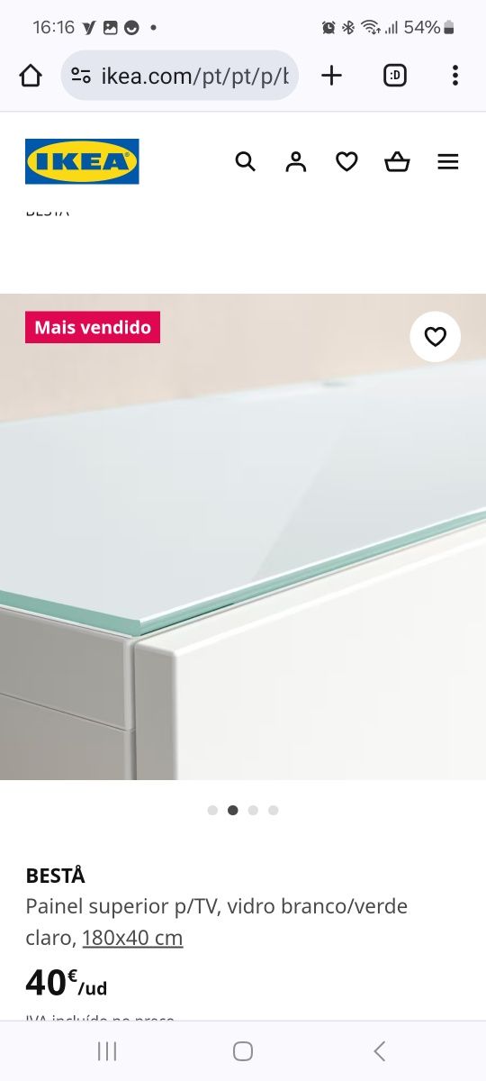 Painel vidro superior móvel TV BESTA IKEA