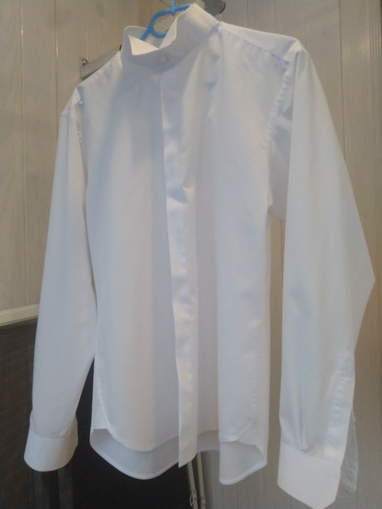 Белая мужская рубашка под бабочку, с длинным рукавом, размер М