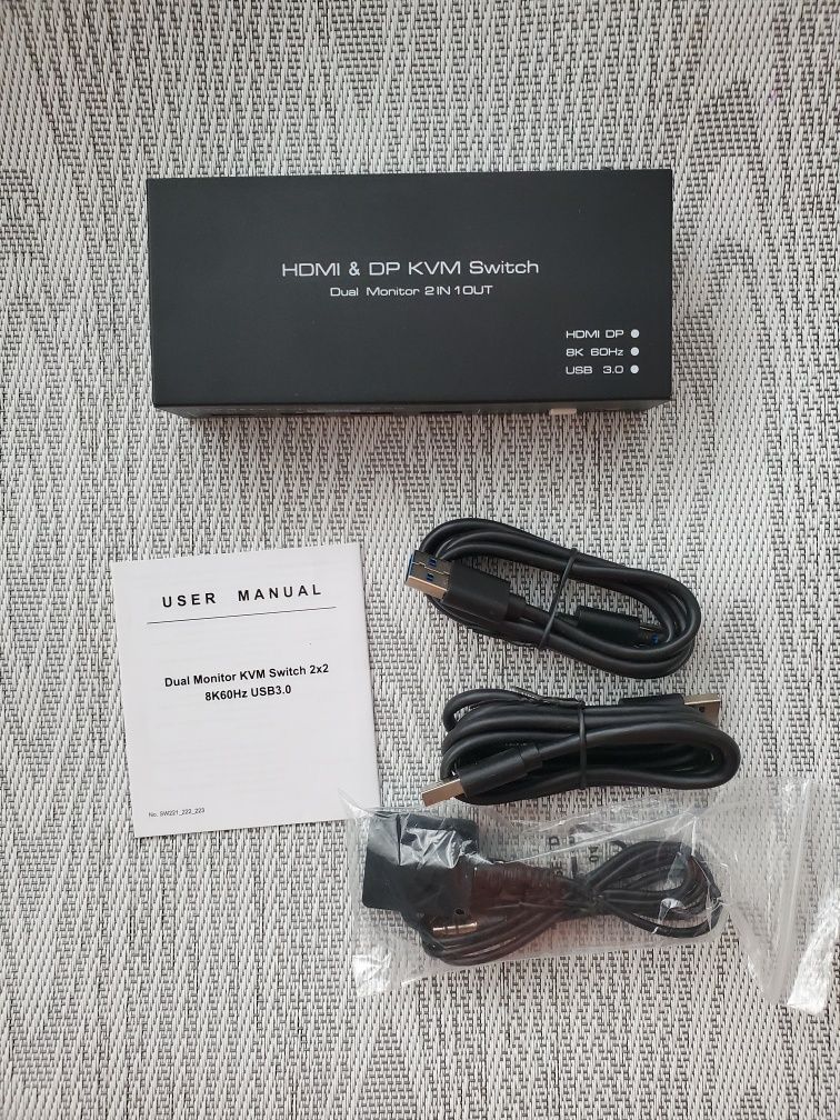 Подвійний KVM HDMI перемикач 2 комп'ютери до 2 моніторів