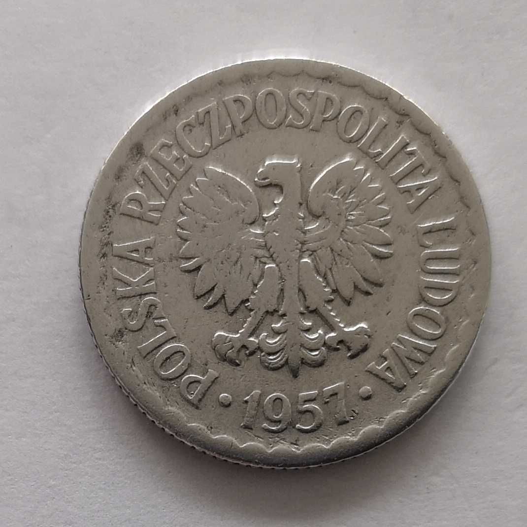 Moneta PRL 1 złoty 1957r.Al. Stan monety widoczny na zdjęciach.