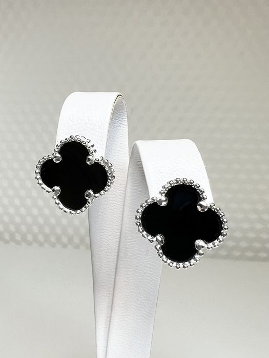 Золотой набор с ониксом в стиле Van Cleef Ван Клиф