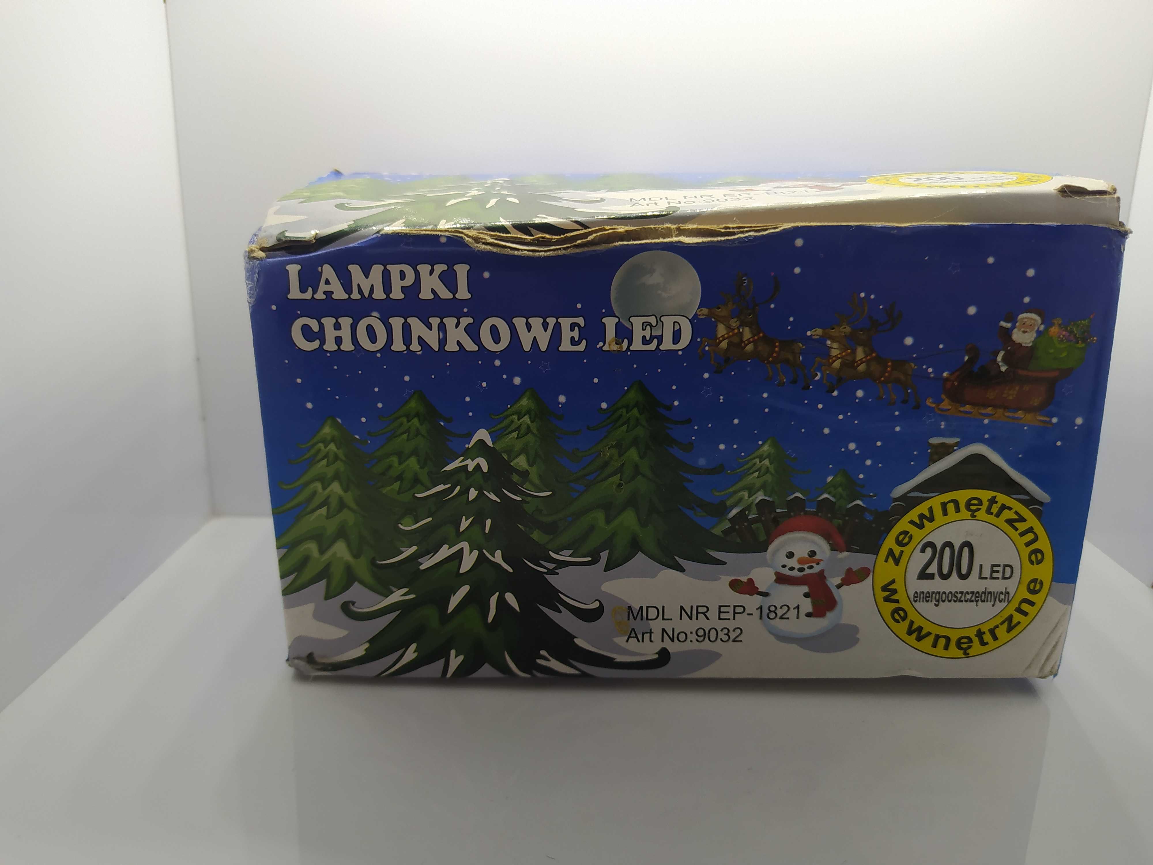 Lampki choinkowe 200 led zimne białe na przeźroczystym kablu nowe zapa