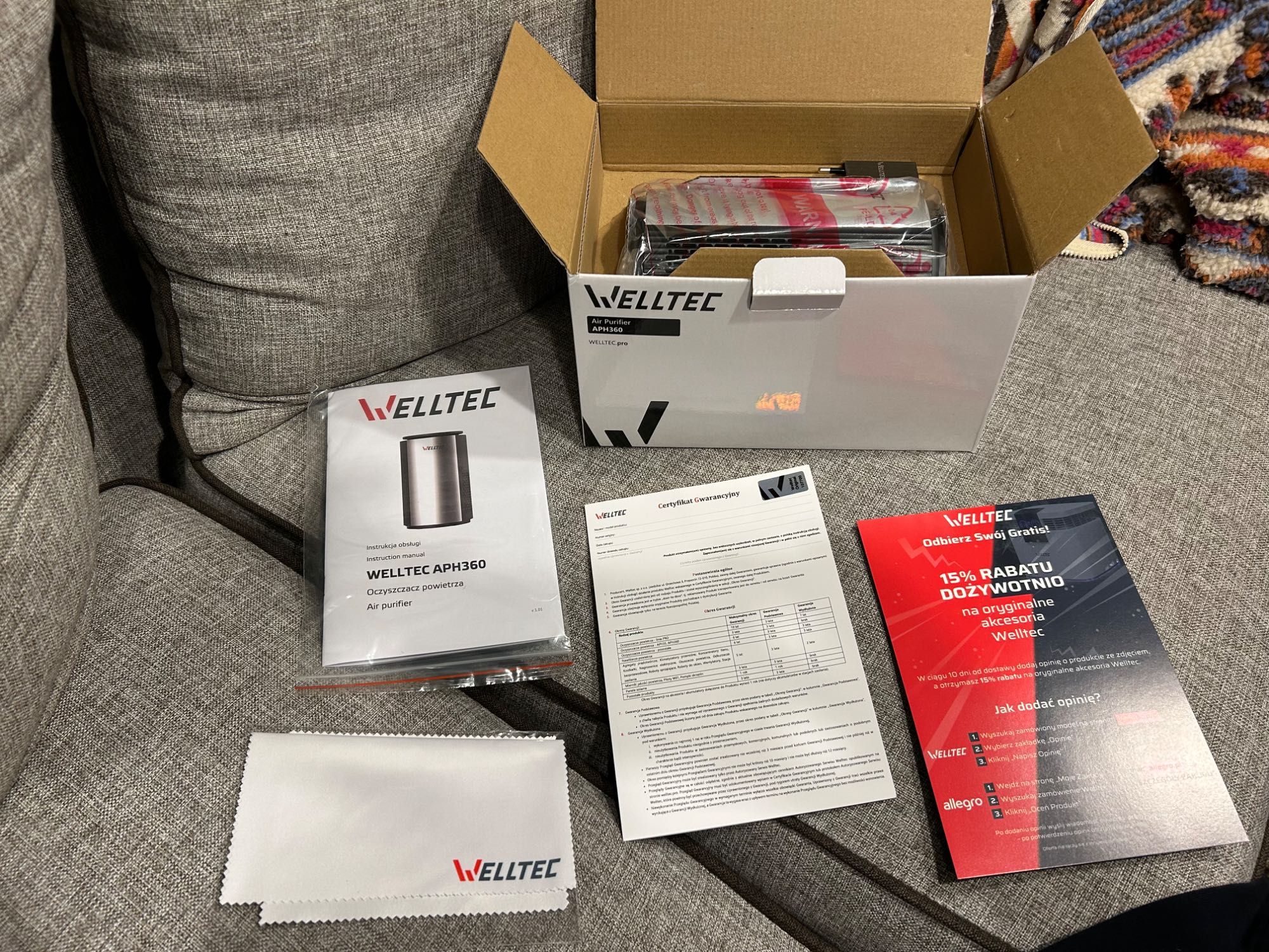Biurkowy oczyszczacz powietrza WELLTEC APH360 HEPA H13 JONIZATOR