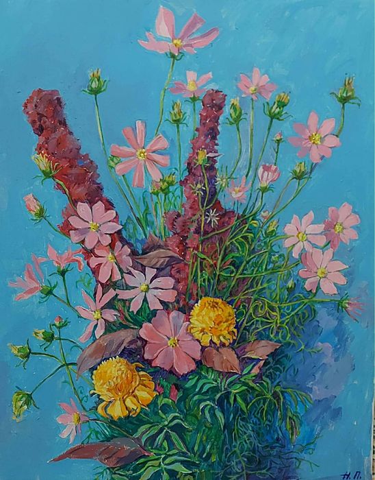 Картина «Космея» 2024, полотно, акрил 40*50см