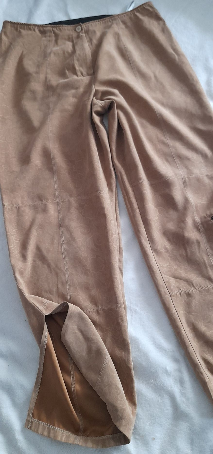 OKAZJA spodnie szerokie wyszczuplajqce wysoka skóra zamsz 44 xxl 46 xl