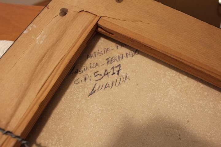 Quadro de Lusikila Óleo s Tela "Máscara" Angolano assinado e datado