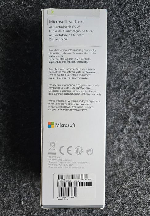 Microsoft Surface 65w - Carregador Modelo 1706.