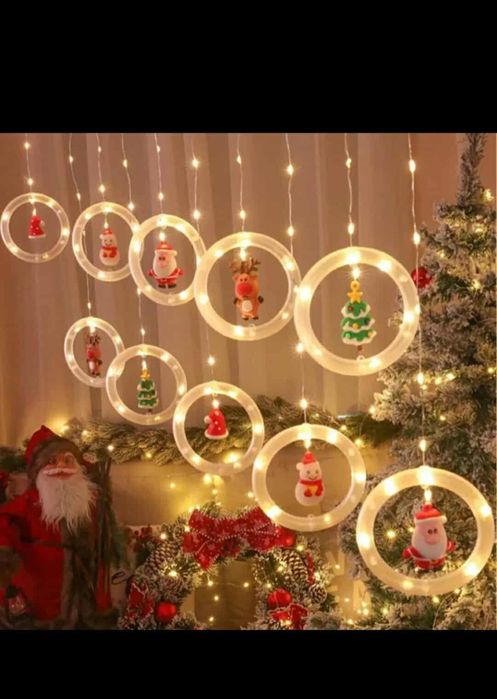 Girlanda kurtyna  LED wewnątrz kolorowe bąbki 3m