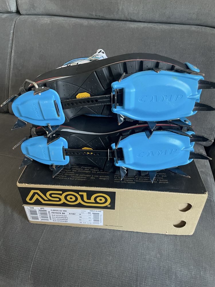 Profesjonalne buty Trekkingowe r.47 31cm ASOLO Elbrus GV MM +raki CAMP