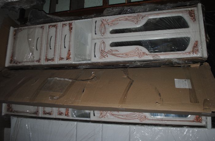 Пенал в ванную Olvio Barcelona (белое дерево, патина медь) 2шт