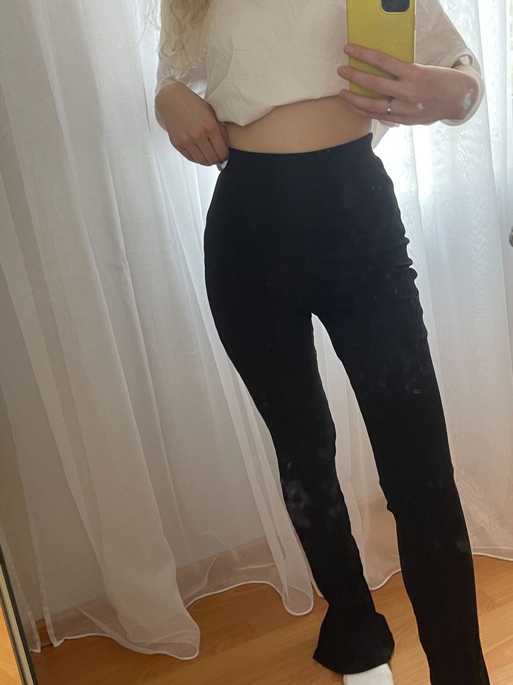 Штани брюки легінси трикотаж ZARA S трендові кльош
