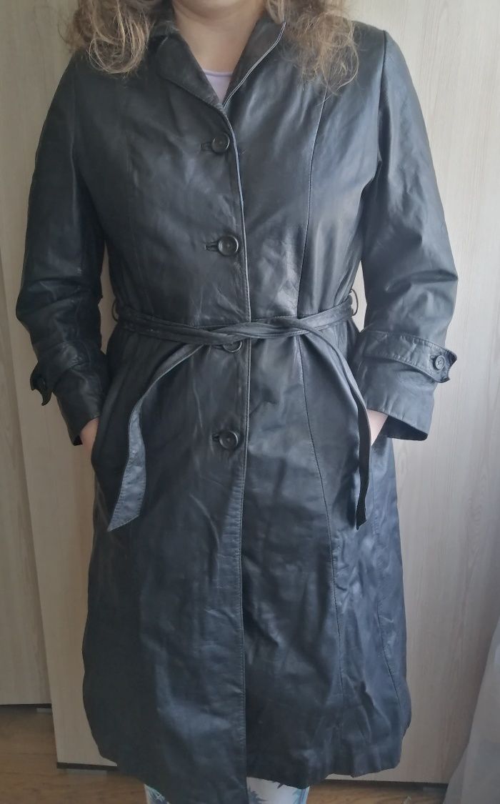 Кожаный плащ (пальто) женский
