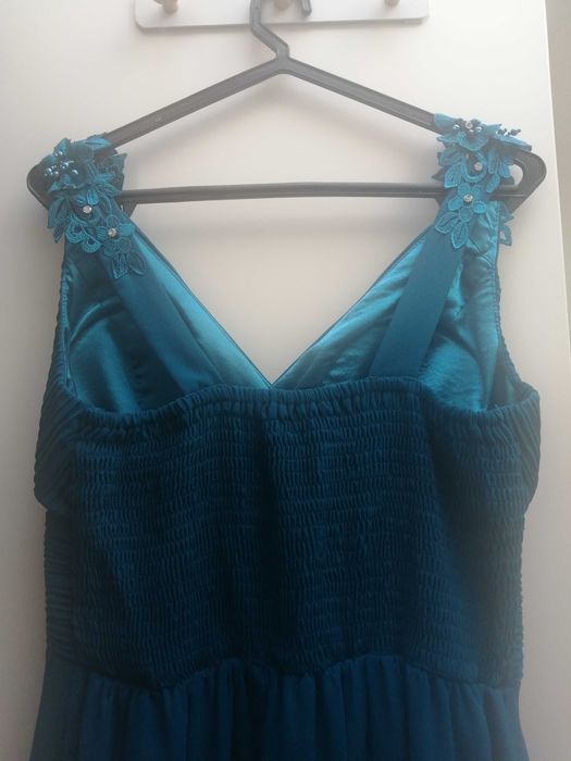 Vestido Cerimónia Azul Petróleo