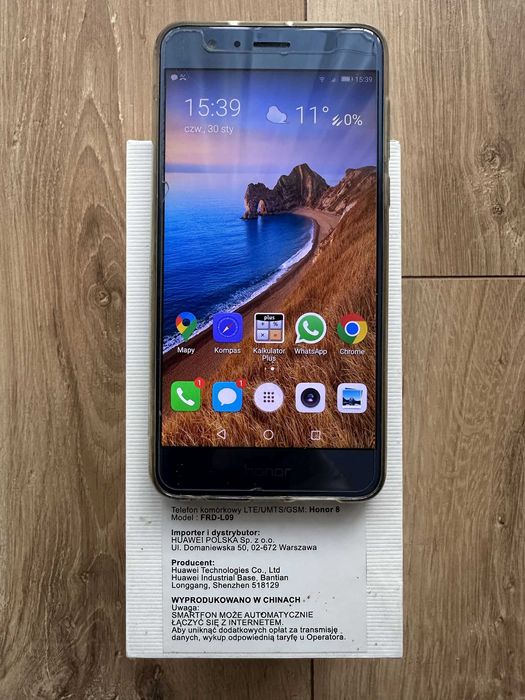 Telefon Honor 8 FRD-L09 Błękitny Stan bdb Wymieniona bateria Dual SIM