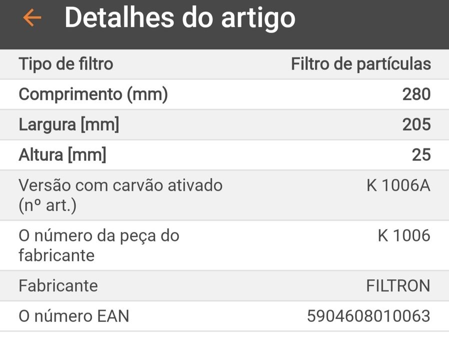 Filtro de Habitáculo