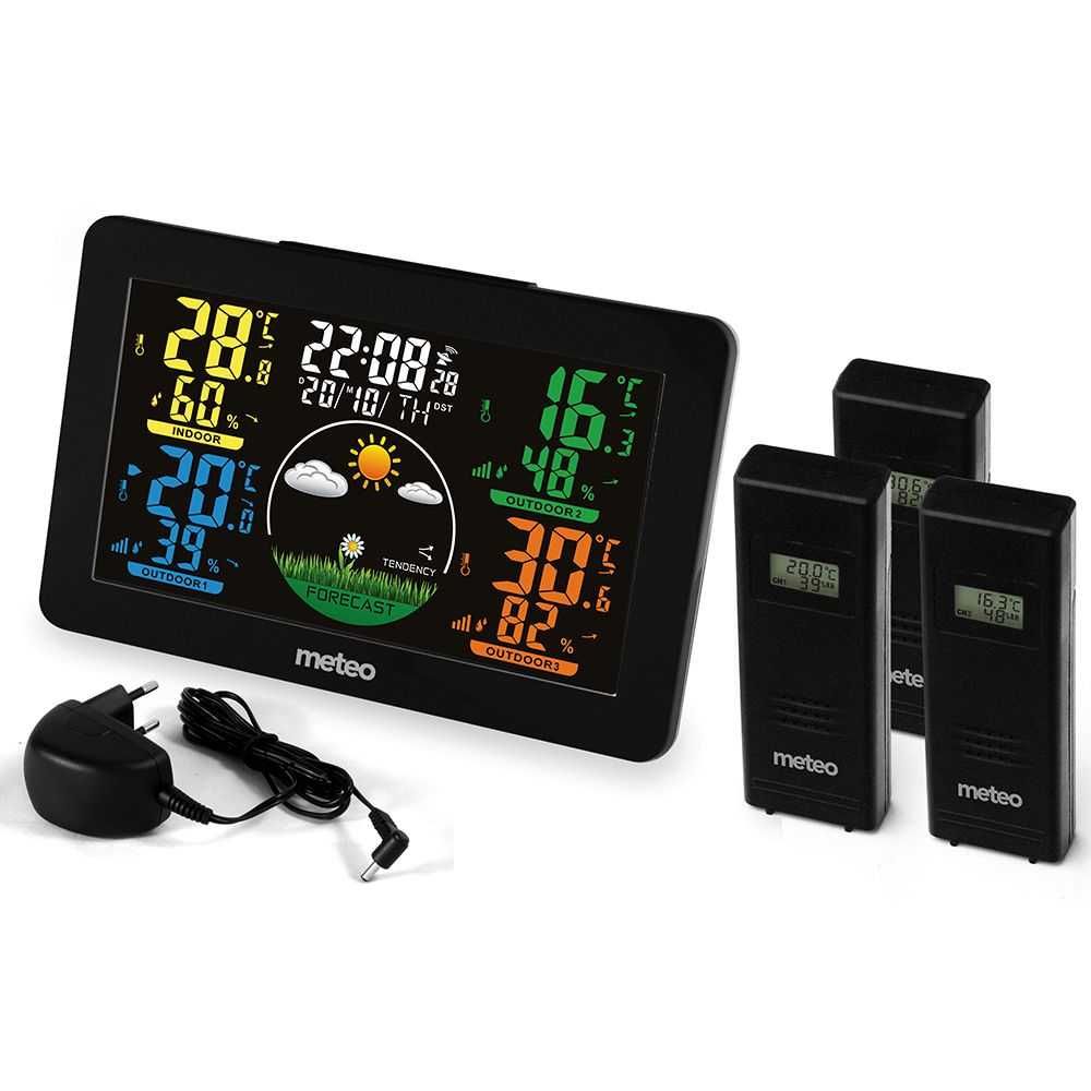 Stacja pogody Meteo SP90 - 3 czujki, kolor, zasilacz - OUTLET