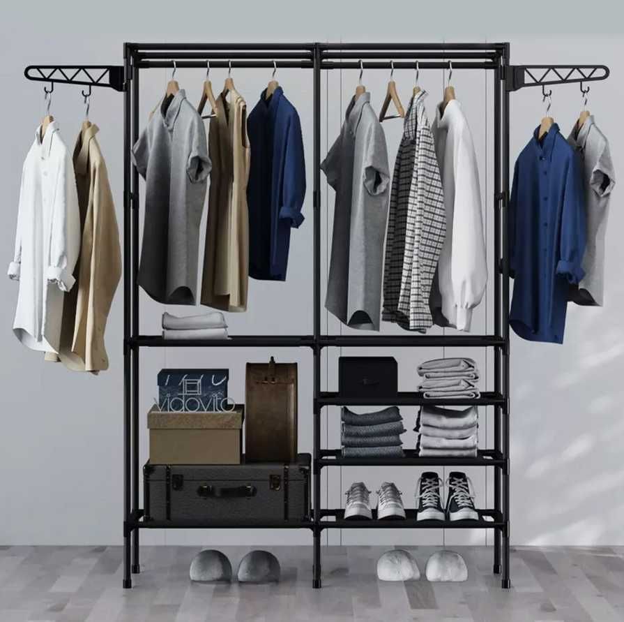 Вішалка з полицями підлогова стійка Simple Coat Rack Double Row