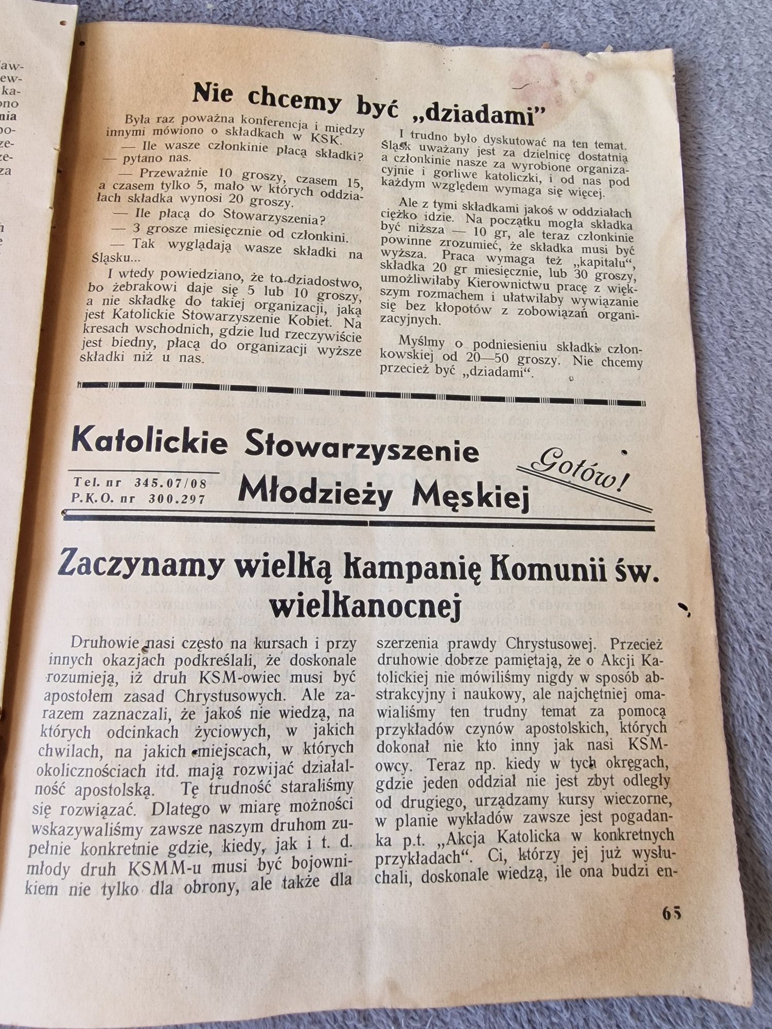 Akcja katolicka na śląsku czasopismo z 1939 antykwariat kolekcja antyk