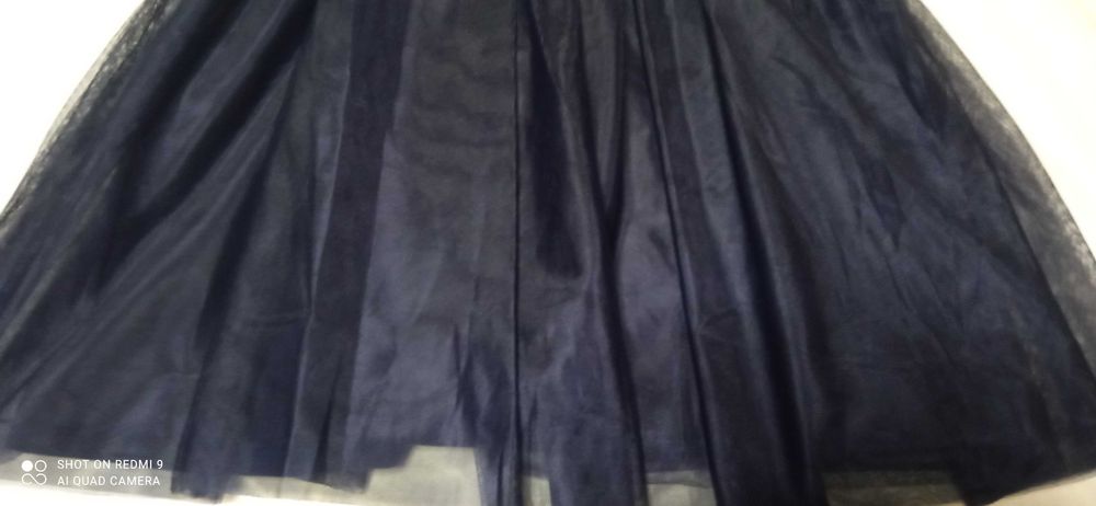 Sukienka granatowa dziewczęca 134 i białą bluzka zestaw