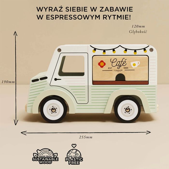 Drewniany samochód retro kawiarnia zabawka dla dzieci sklep kawa LTV