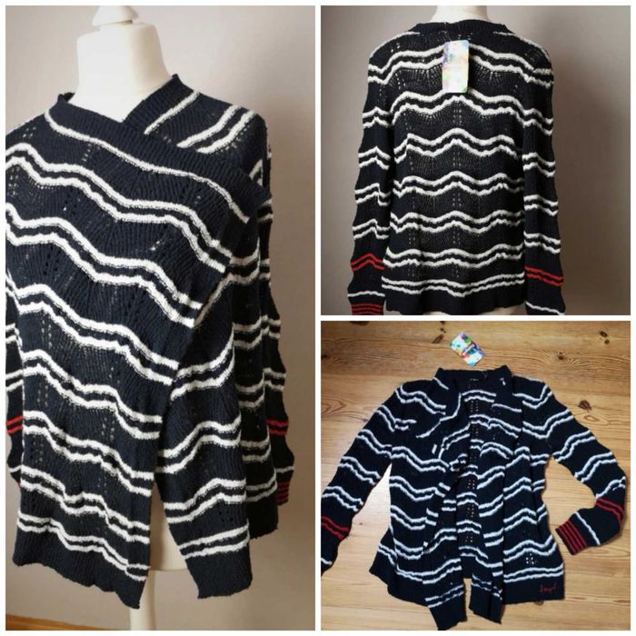 Sweter kardigan sweterek ażurowy Desigual Nowy metka oversize