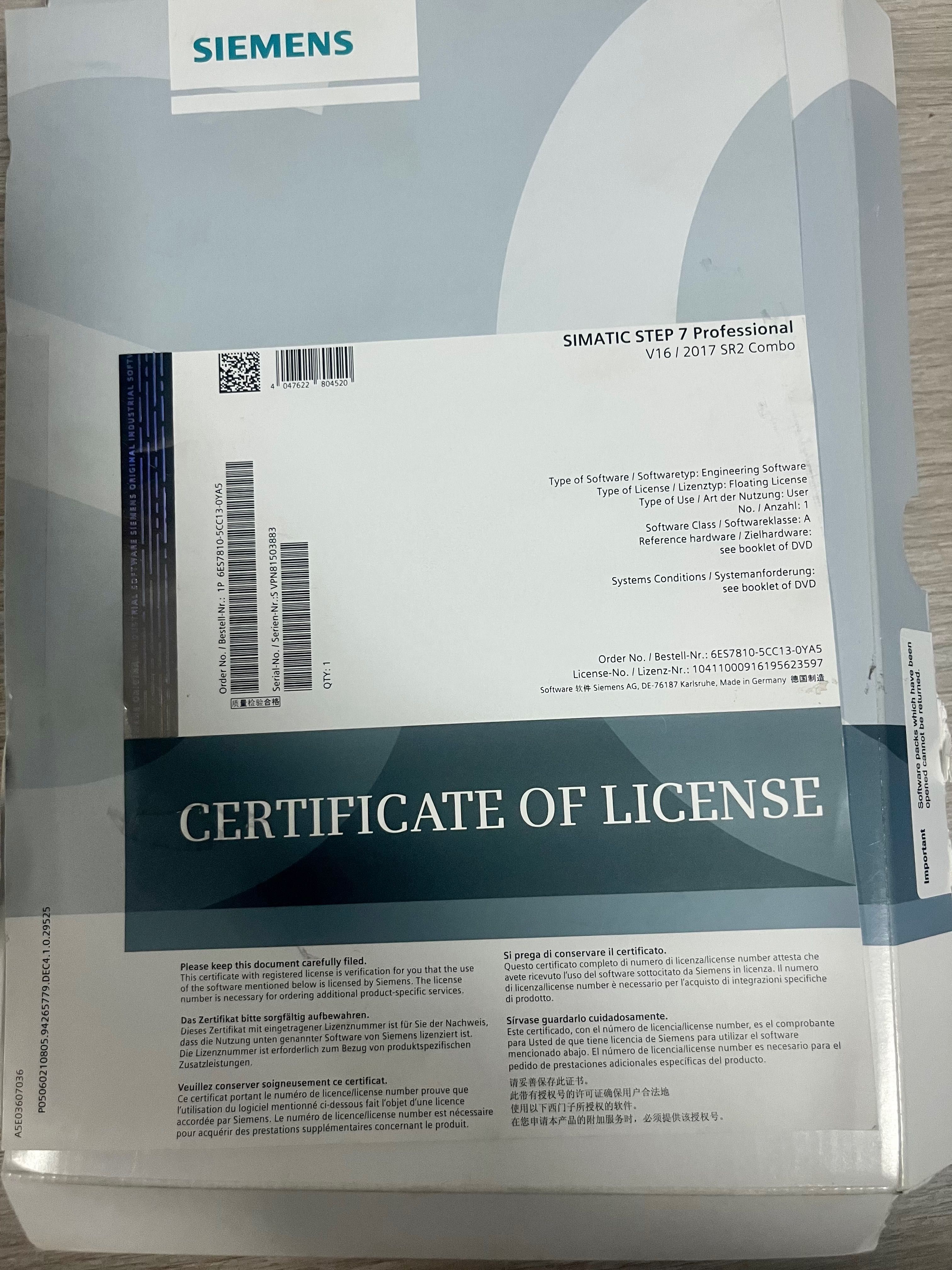 6ES7810-5CC13-0YA5 Siemens Simatic konfigurator kluczUSB 2017 SR Combo