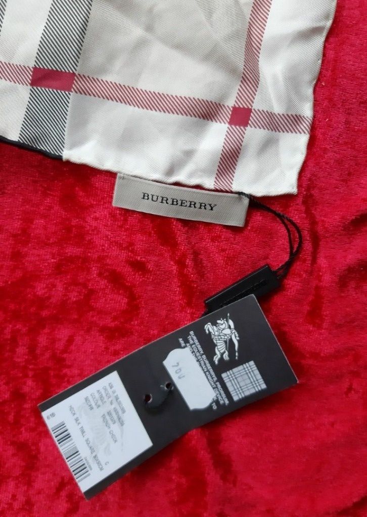 Burberry chustka jedwab chustka krata mała 100% oryginal nr seryjny