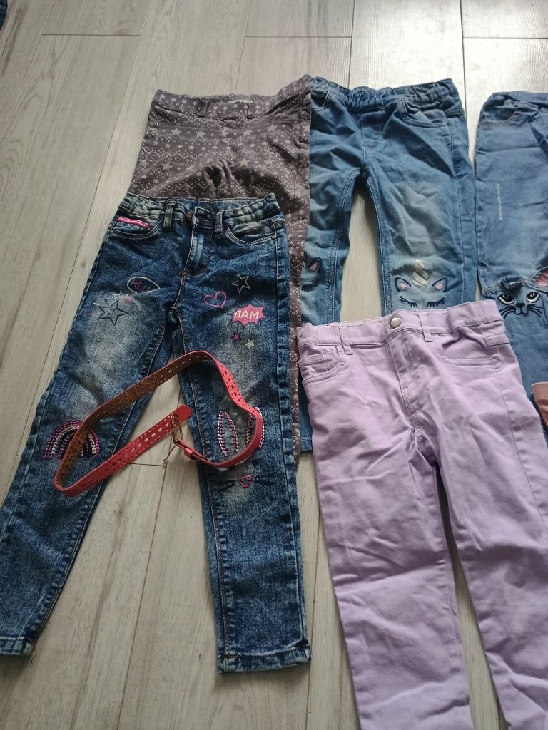 Zestaw 7 szt hm h&m spodnie jeansy 116 122