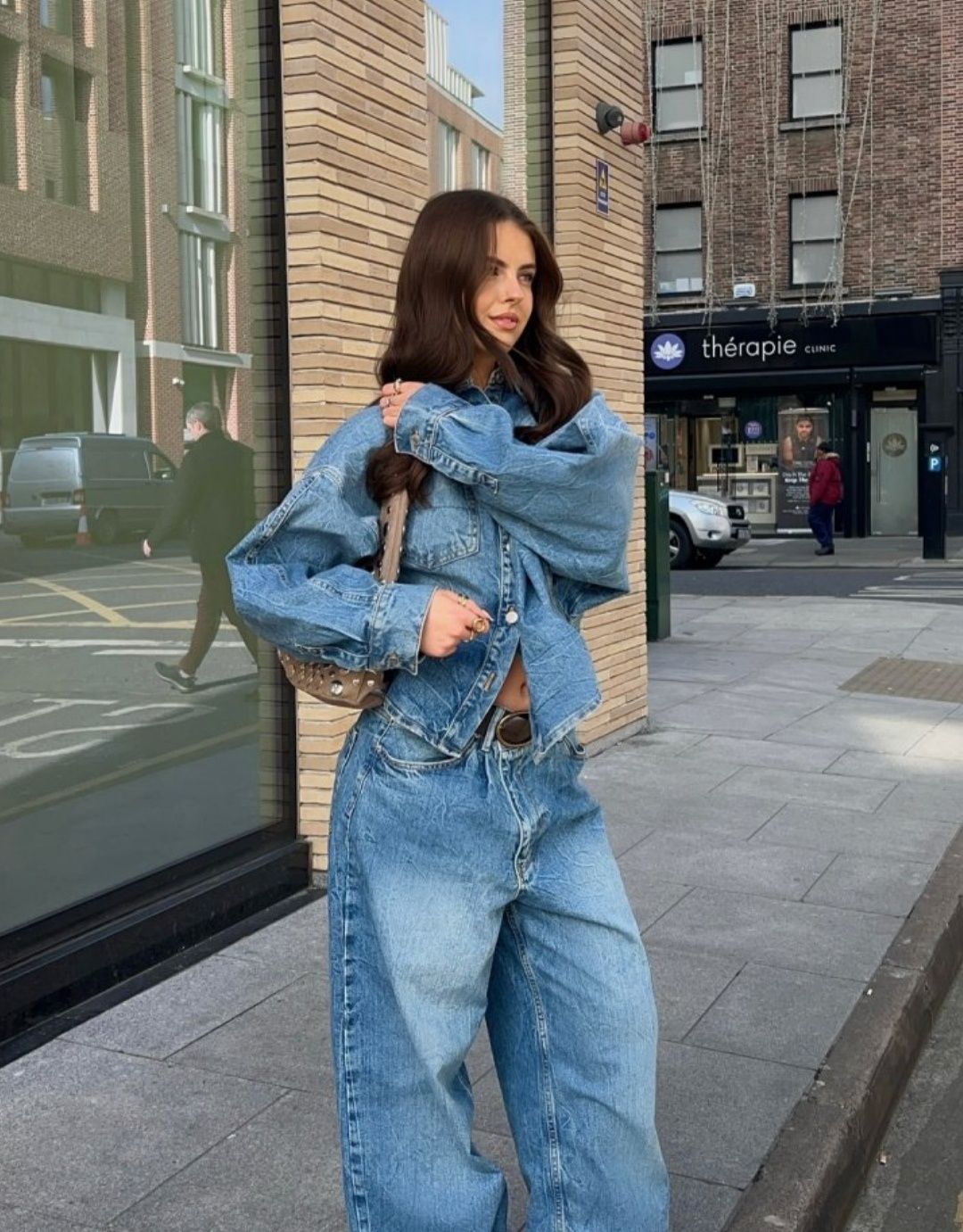 Укорочена джинсова сорочка PULL&BEAR
