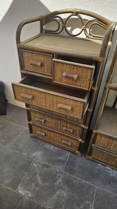 Zestaw mebli ratanowych kolor zielony brąz