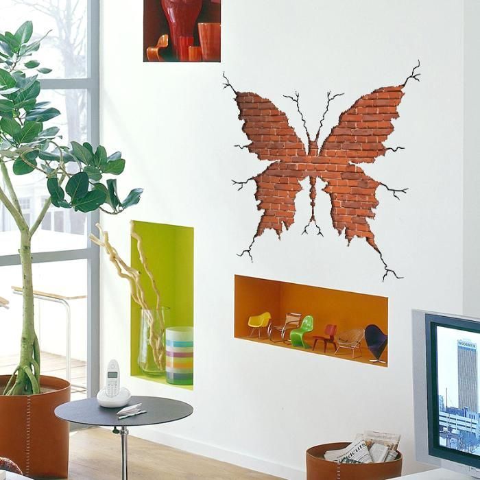 Naklejki ścienne na ścianę Motyl Cegła Cegły WS-0204
