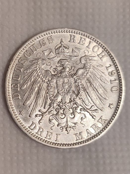 Баварія. Німецька імперія. 3 марки 1910, СРІБЛО!