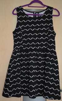 Sukienka H&M, rozmiar L, biało-czarna