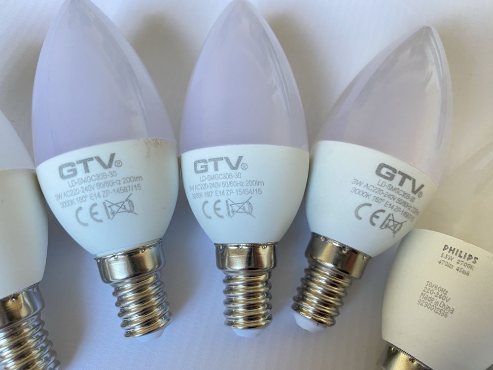 7 sztuk zestaw żarówek LED E14 ciepły 2700K Philips Gtv 5W