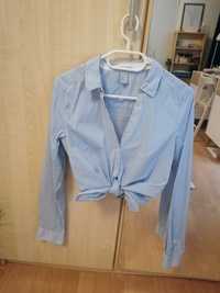 Błękitna koszula w paski elegancka L H&M