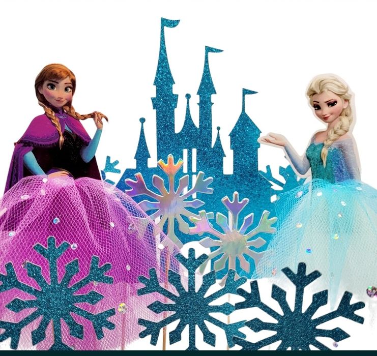 Topper ELSA i Anna  na tort urodzinowy
