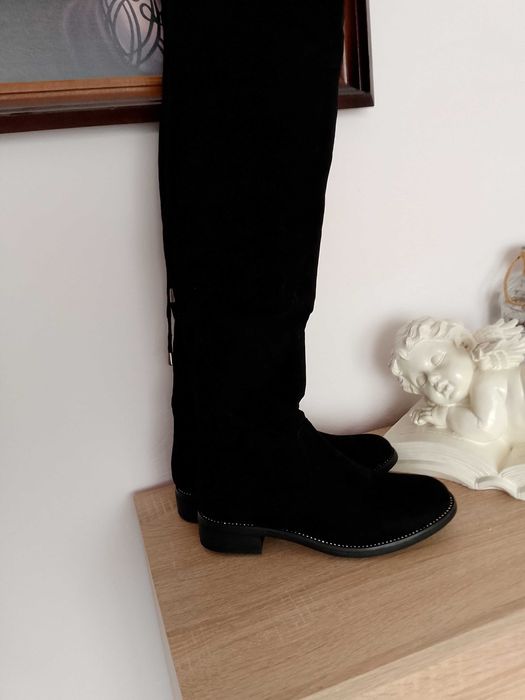 Długie czarne kozaki damskie 37