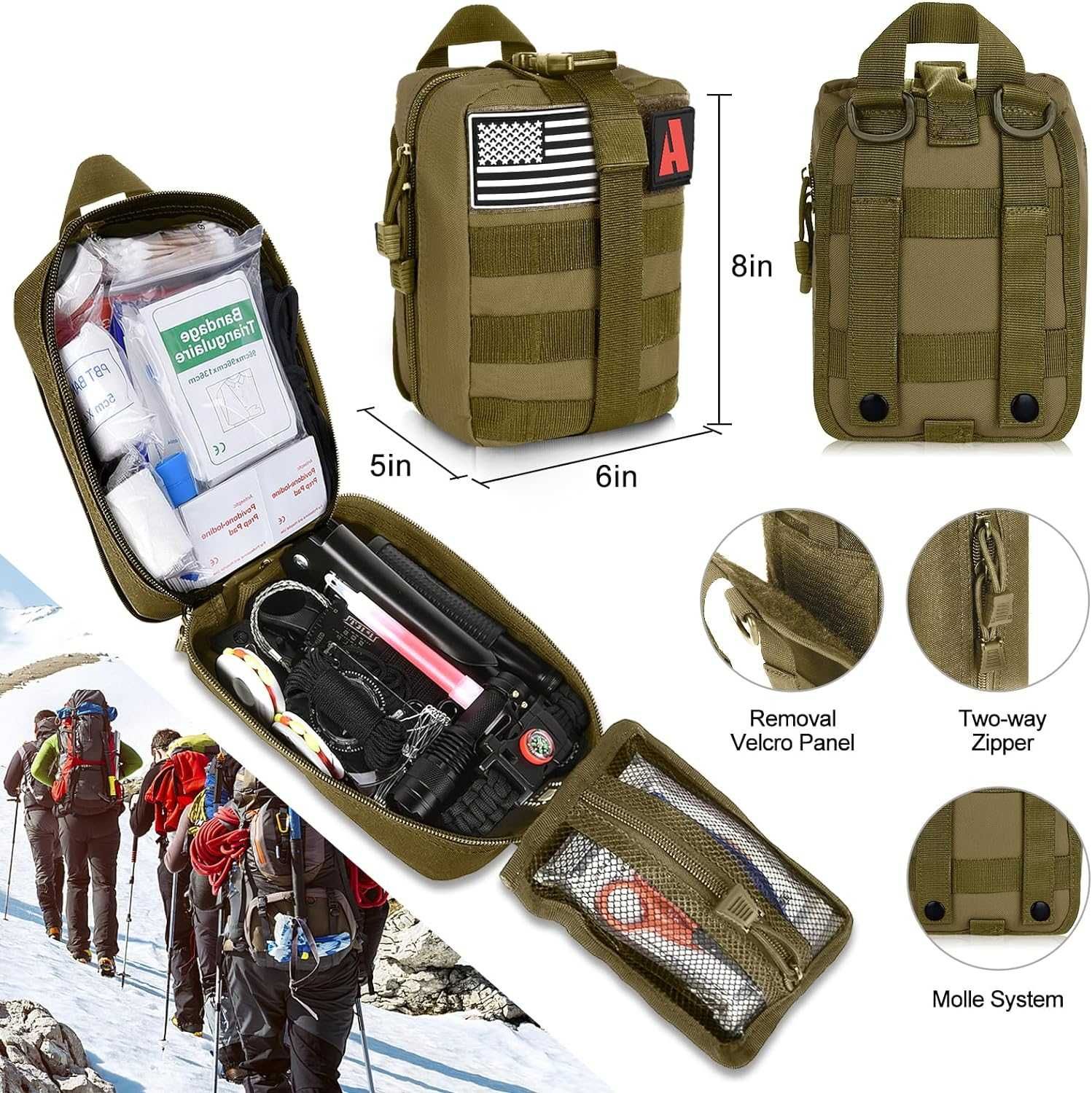 Аварійна тактична аптечка Napasa Survival Kit Khaki 232 предмета