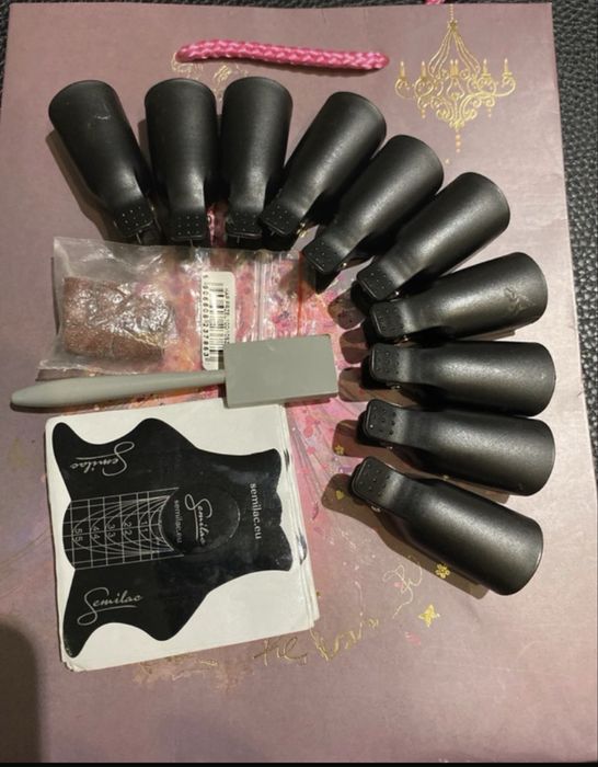 Zestaw do paznokci hybryda magnez klipsy papierki do przedłuzania