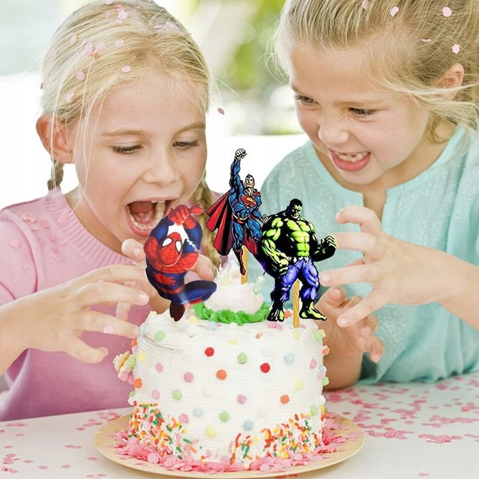 Zestaw 48 Topperów na Tort Superbohater Dekoracje Spiderman Cupcake